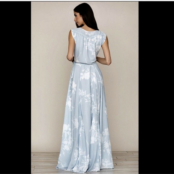 Yumi Kim light blue white Floral Maxi Wrap Dress S - Picture 5 of 6